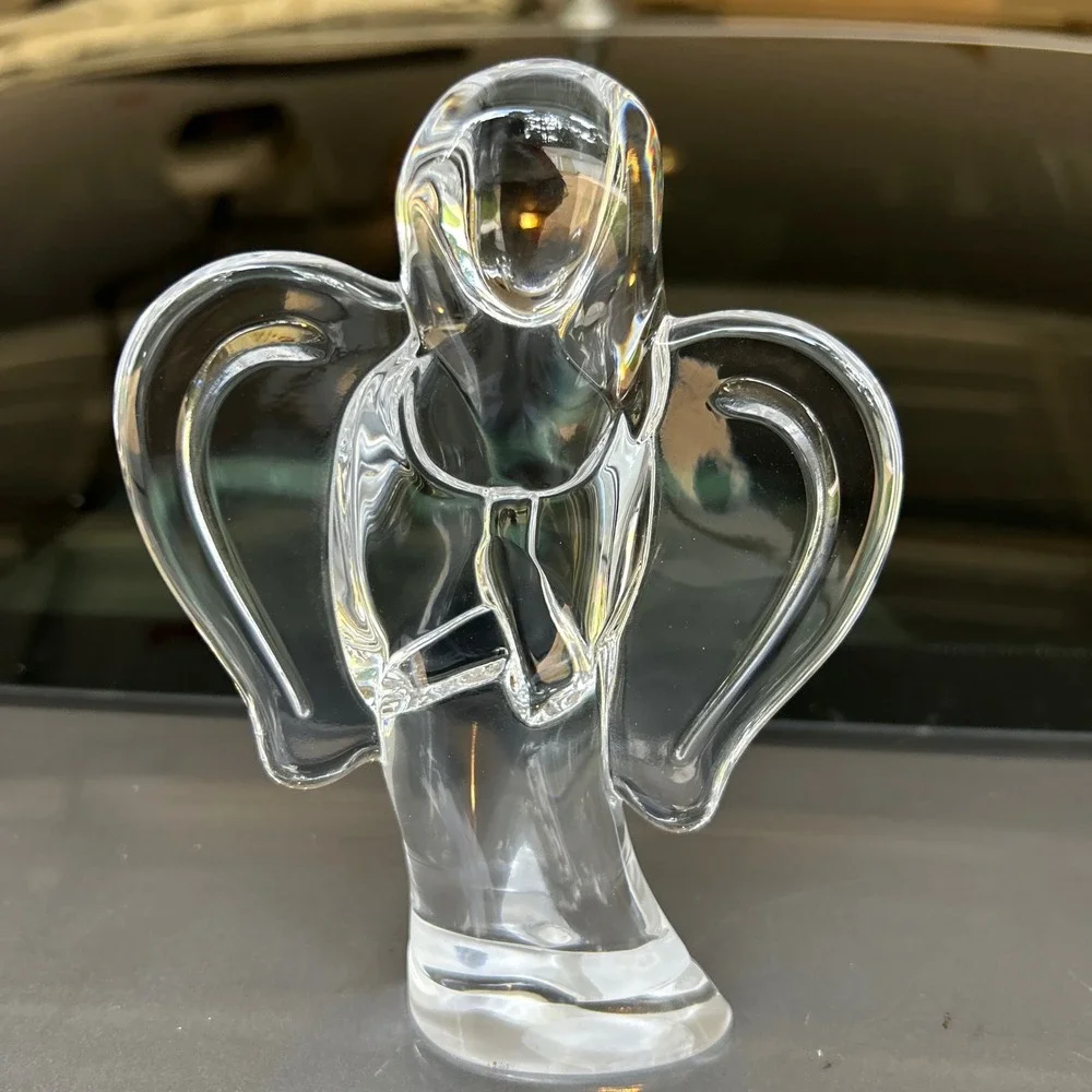 Teleflora Crystal Praying Angel Figurine Clear 24% Lead Bohemian Glass